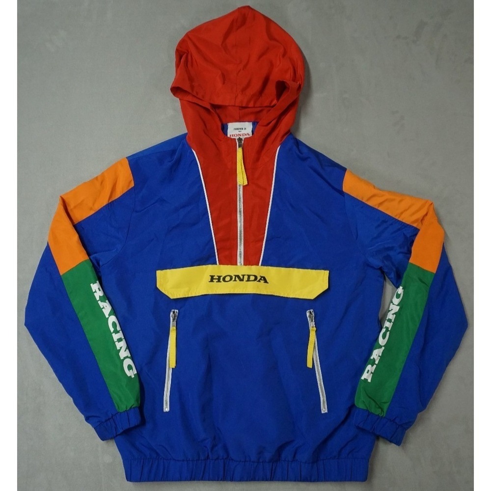 Forever 21 Honda Racing Jacket Half Zip Multicolor Pullover Y2K‎ Small Oversized